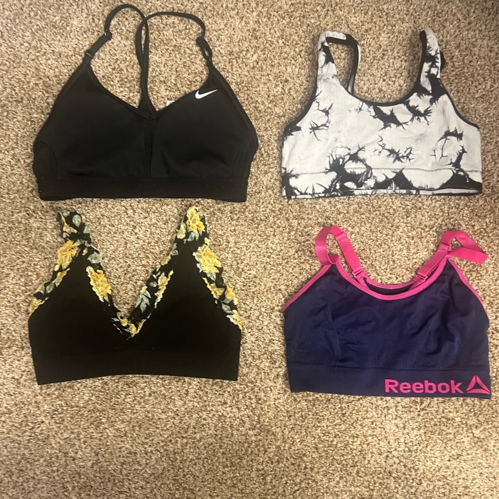 Source Unknown Black and Yellow Floral Sports Bra